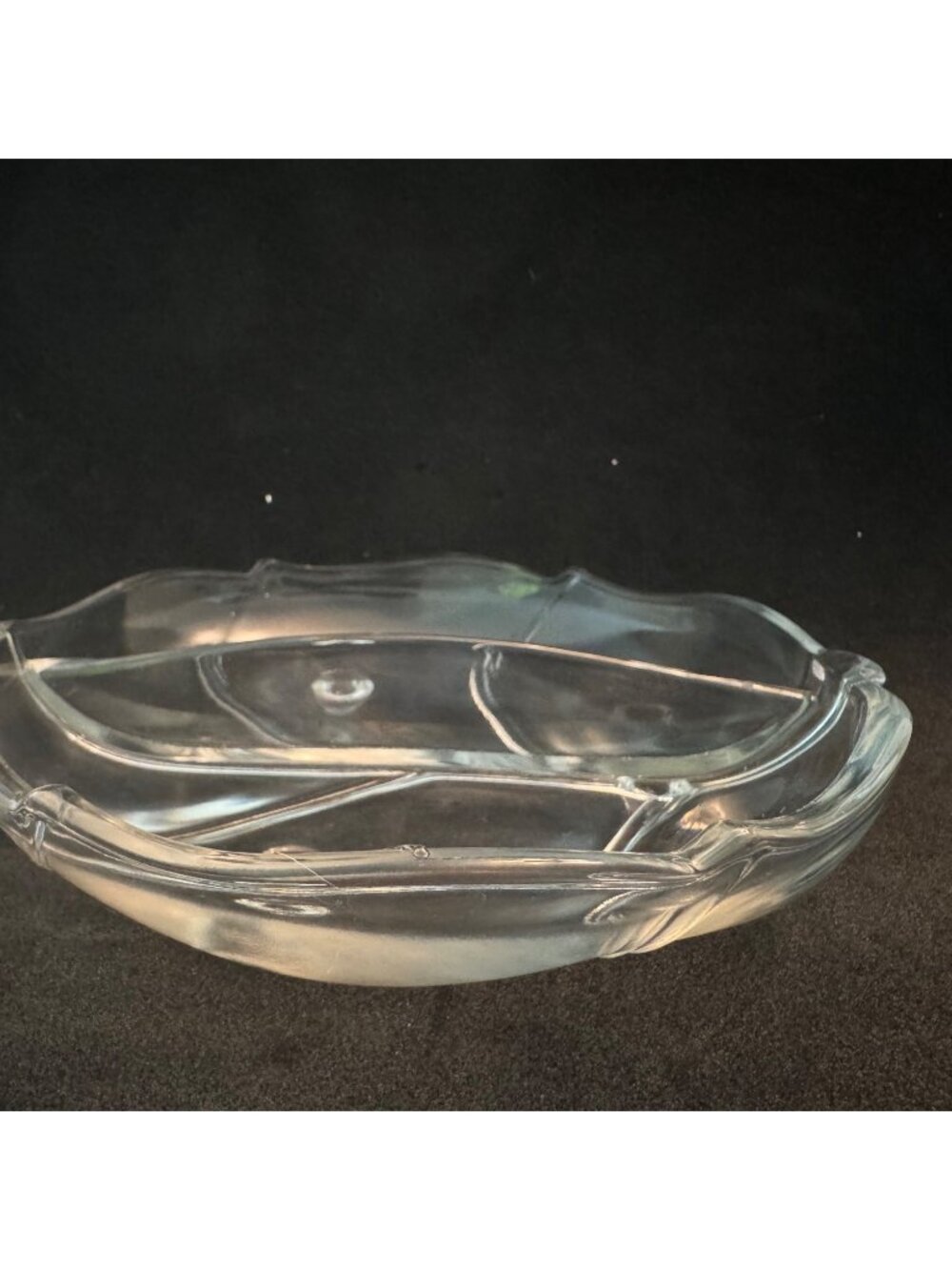 Vintage  2 Section Clear Glass Divided Footed Relish Dish/mTray - Picture 2 of 14